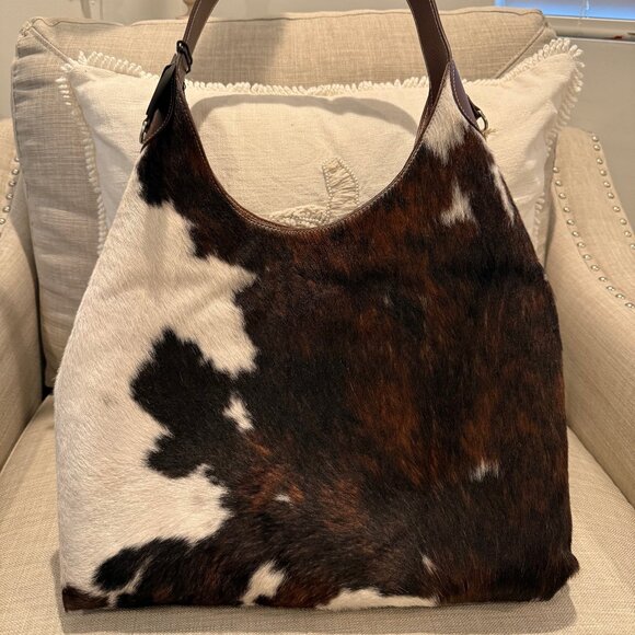 Cavalcanti Cow Hide & Leather Hobo Bag Viral - Picture 2 of 8